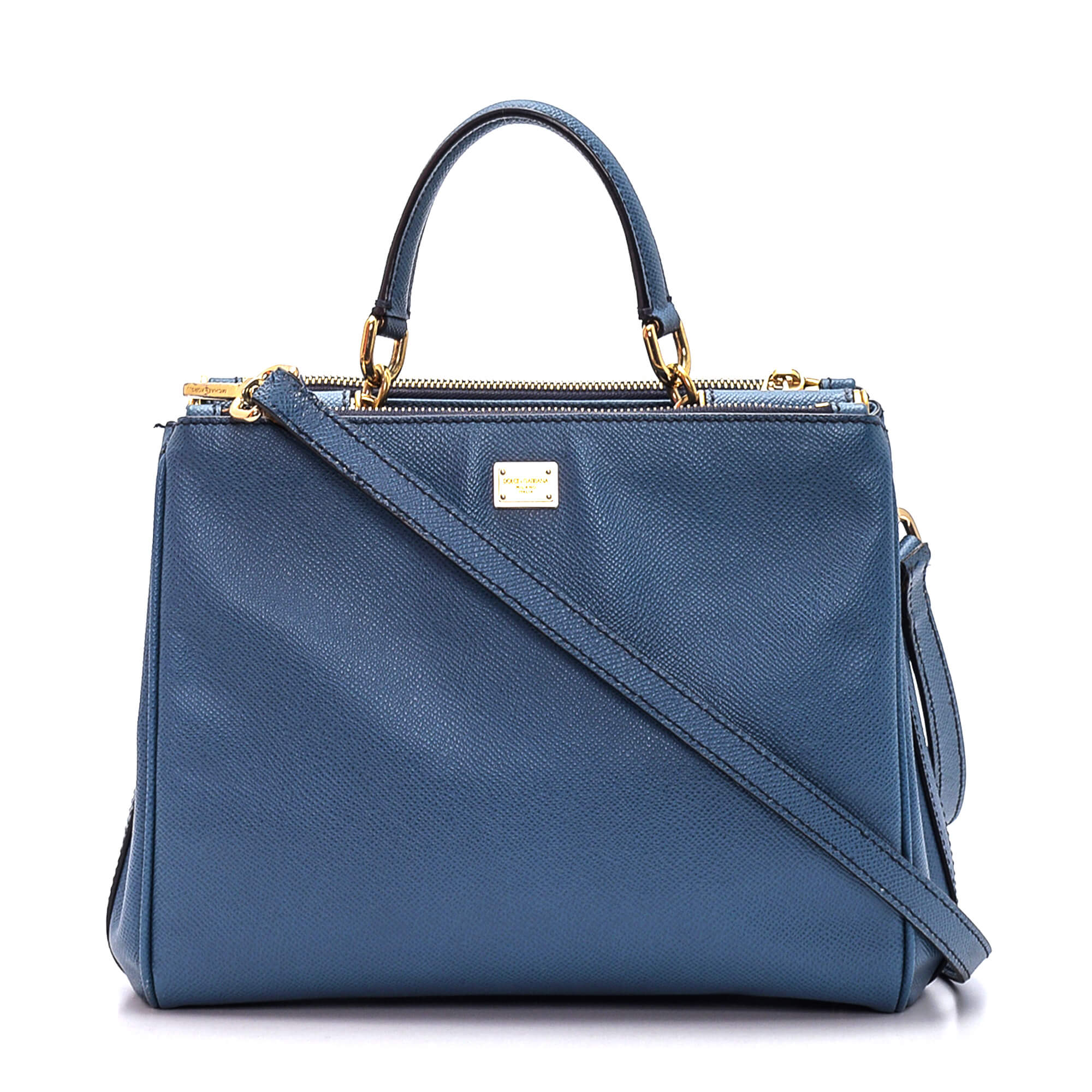 Dolce&Gabbana - Blue Leather Sicily Shopping Bag 